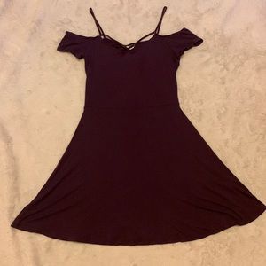 Garage Purple Off Shoulder Fit and Flare Mini Dress Size S